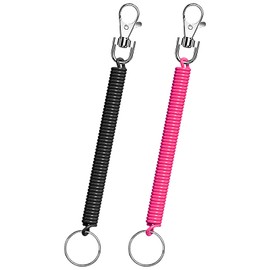 LICQIC 2 Pcs Stretchy Spiral Keyring, elastic keychain, Colourful Plastic Keychain for School, Work (Black + Red)
