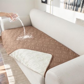 Genina 100% Waterproof Couch Cover for 3 Cushion Couch Sofa Cover for Dogs, Anti-Slip Sofa Covers Washable Couch Covers for Sectional Sofa L Shape for Pets Furniture Protector, 1 Piece (Camel, Sofa)