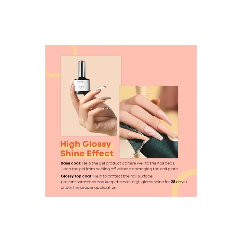 Modelones Base Coat Top Coat and Nail Primer Set, 3