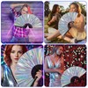 Grevosea Large Folding Hand Rave Fan, 13" Glitter Holographic Rave