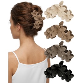 lulir Hair Clip Large 4 Pieces Flower Hair Clips Women's Thin Hair