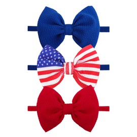 YanJie 4th of July Baby Girl Bows Blue Headband Red White Accessories Newborn Bows Toddler Girls Headbands Toddler