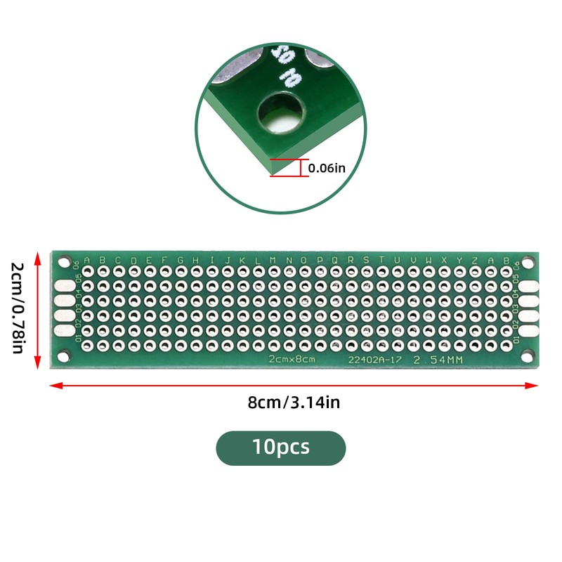 Eagles 10PCS 2x8 cm Double Sided PCB Board, Tinned Prototype