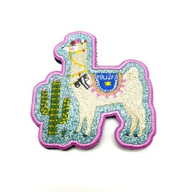 Police Lama Textile Patch – Police – Pink – Cactus – Velcro Patch – Fun Patch