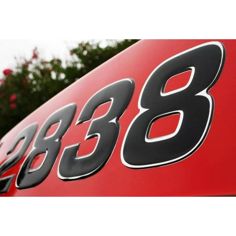 3DLTRG Black Center - Chrome Outline Domed Boat Registration Numbers