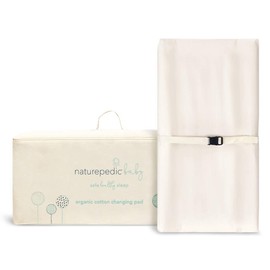Naturepedic Organic Contoured Changing Pad - Easy to Clean, Lightweight & Portable - Comfort 2-Sided Waterproof Baby Diaper Changing Pad for Dresser or Changing Table - 16" x 31"