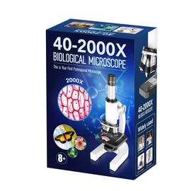 HUTACT Microscope for Kids Adults Beginners: 40-2000X Compound Biology Microscope with Slide Kit and Storage Case - for Science Explore Education