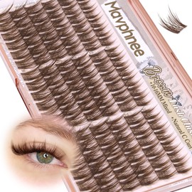 Anime Cluster Lashes Brown Cluster Eyelash Extensions Fairy Eyelash Clusters Wispy Lash Clusters Dark Brown Individual Lash C-Curly Lash Extension Spiky Manga DIY Eyelashes Pack (108Pcs, 10-16MM)