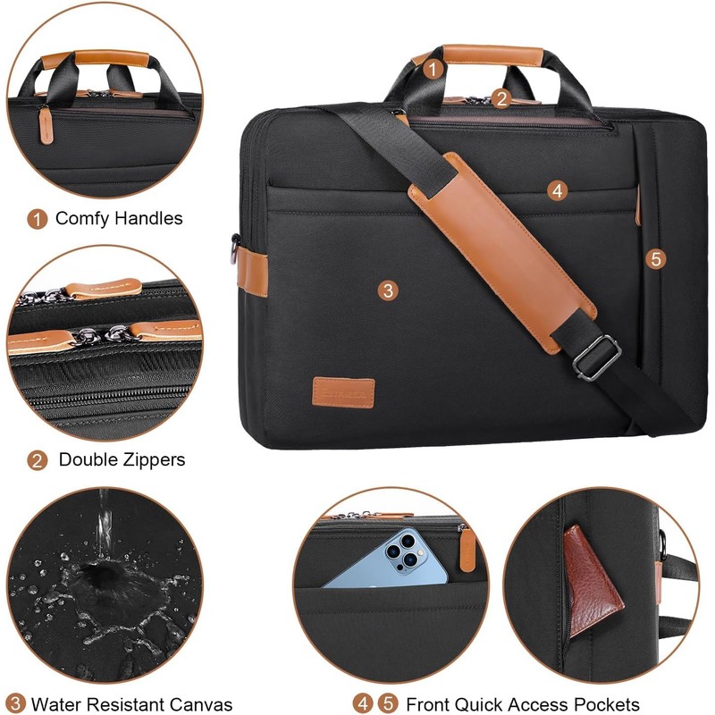 Estarer Convertible Laptop Messenger Bag 17-17.3 Inch Mens Computer Bag