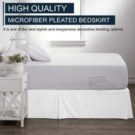 Luxury Pleated Bedskirt Queen Size 24 Inch Drop Split Corners - Hotel Luxury 1800 Ultra-Soft Tailored Drop Box Pleated Styling Dust Ruffled - White Pleated Bed Skirt - Easy Fit Bed Skirt
