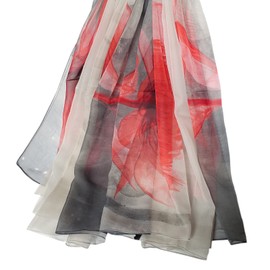 Towergem Women's Chiffon, Large Floral Scarf, UV Protection, Stole, Thin, Stylish, Casual, Cooling Protection, Sunscreen, Spring, Summer, Autumn, Winter, Commuting, Color: 015