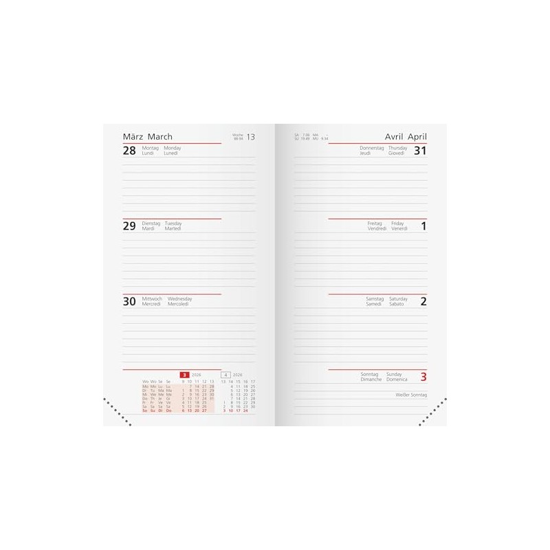 rido/idé Calendar Weekly Replacement Calendar Model Pocket Planner Int. 2026