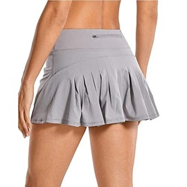 ThreeH Women's Pleated Tennis Skirt High Waist Golf Skirts Quick Dry Athletic Skort with Pockets, gray