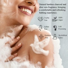 Bamboo Charcoal Soap, Salicylic Acid Soap Bar, Men's Cleansing Soap with Exfoliating Particles, AHA Soap for Oil Control, Pore Shrinking, Remove Blackhead Acne for Face and Body, 3x100g