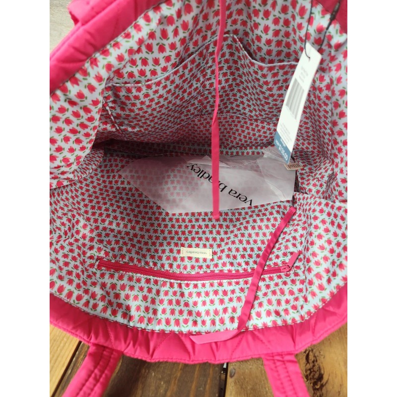 Vera Bradley East West Tote Bag Peacock Pink NEW