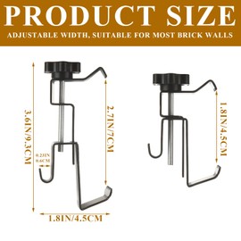 LOYORTY 20PCS Metal Brick Clips, Brick Wall Clips, Brick Hooks for Hanging, 1.77-2.75 in Adjustable Brick Hanger, No Holes, Black