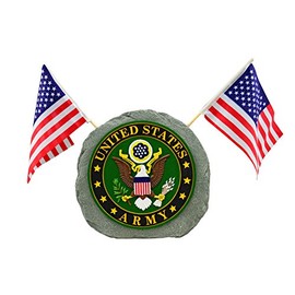 Red Carpet Studios Military Garden Stone with Flags, 10", United States Army
