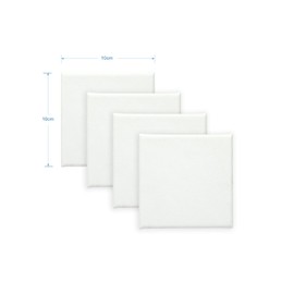 EXERZ 10x10cm Stretched Canvas Square Blank 1.7cm 280gsm 100% Cotton Triple Primed Acid Free Medium Grain Acrylic and Oil (10x15cm-4pcs)