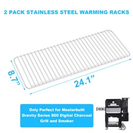 LS'BABQ Warming Rack Replacement Parts for Masterbuilt Gravity Series 800 Digital Charcoal Grill and Smoker Accessories, 2 Pack Stainless Steel Grate Accessory Insert