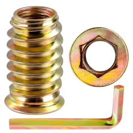 MewuDecor 3/8"-16 Threaded Inserts for Wood Nutsert Furniture Screw-in Nut 25mm Length Hex Drive, 15 PCS