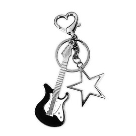 Meefisher Aesthetic Punk Music Guitar Keychain, Cute Star Key Chain Key Rings For Women Music Lovers, Kawaii Gifts,Black Big Star