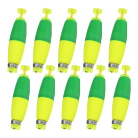 M METERXITY 10-Pack Fishing Bobbers Floats, 53mm EVA Foam Weighted Bobbers for Crappie/Bluegill/Trout Bass/Catfish, Clip-on Floats Slip Corks Floaters Strong Buoys [Green & Yellow]