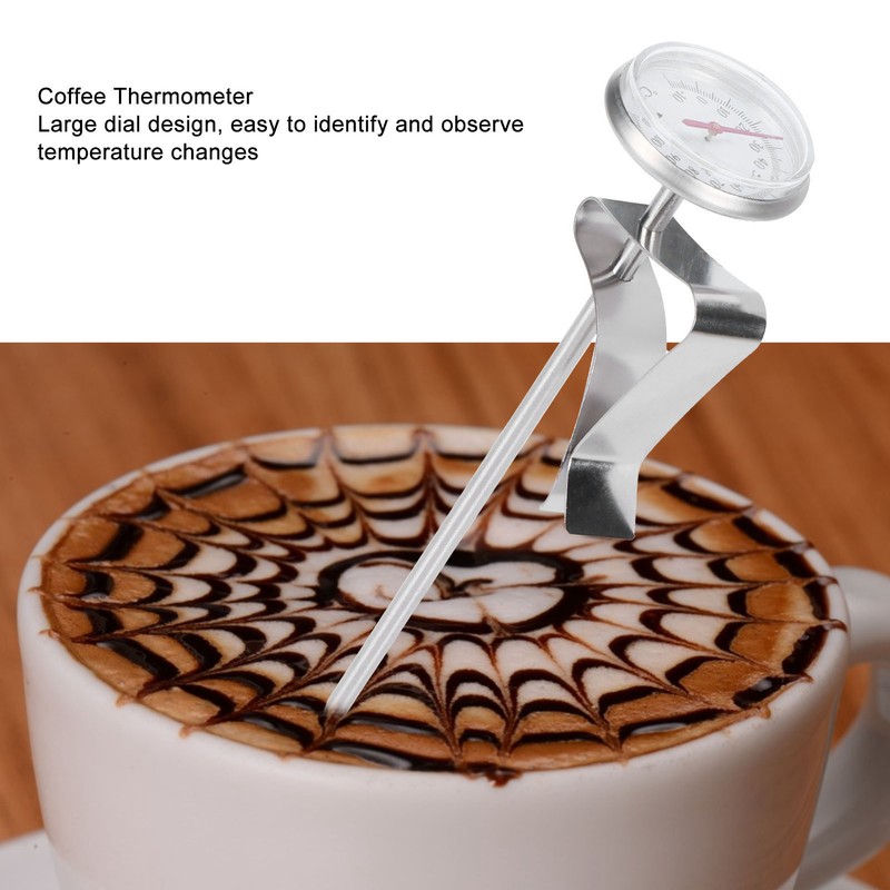 Coffee Thermometer Milk Frothing Dial Pointer Temperature Meter with Hook