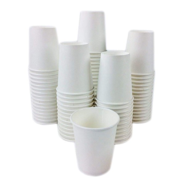 Black Cat Avenue 100 Pack 8 oz Disposable Hot White Paper Cups For Hot Drinks Coffee Cocoa Chocolate Latte Cappuccino