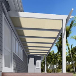 TANG Sunshades Depot 8x64' Ft Beige Sunscreen Shade Fabric Roll 95% U*V Block Privacy Screen Windscreen Shade Cloth Mesh Fabric Raw Roll No Grommets for Outdoor Garden Plant Greenhouse Barn