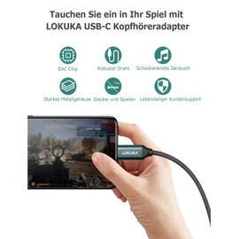 LOKUKA USB C Headphone and Microphone Adapter, 2 in 1 USB C to Double TRS 3.5 mm Jack Audio Mic Splitter Adapter for Gaming Headset, USB-C Laptop, S22/S21/S20/S10/S9/Note20/Note10, Pixel 6/5/4