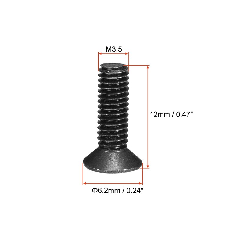 sourcing map M3.5 x 12mm Phillips Screw Fastener Black for