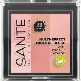 SANTE Naturkosmetik Multi-Effect Mineral Blush - 01 Coral - 8 g - 6 Colours for Natural Glow, Delicate Shimmer & Gentle Contouring - with Organic Acai Oil & 100% Natural Pigments