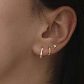 Tiny 14K Gold Hoop Earrings for Women Sterling Silver Hoop Earrings Huggie Mini Hoop Earrings (Hoop-Polish-Gold-Plated)