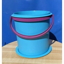 TUPPERWARE NEW JUMBO BUCKET CANISTER 14 L-IN BLUE  WITH HANDLE PURPLE COLOR