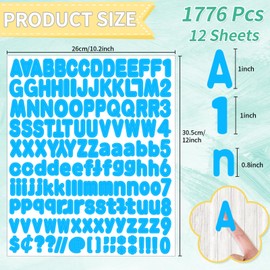 Alphabet Sticker,1''Inch 12 Sheets Light Blue Letter Stickers,Self Adhesive Vinyl Letter Stickers Mailbox Numbers,Self Adhesive Letters Stickers for Bulletin Boards Classroom Home Decor(Light Blue)