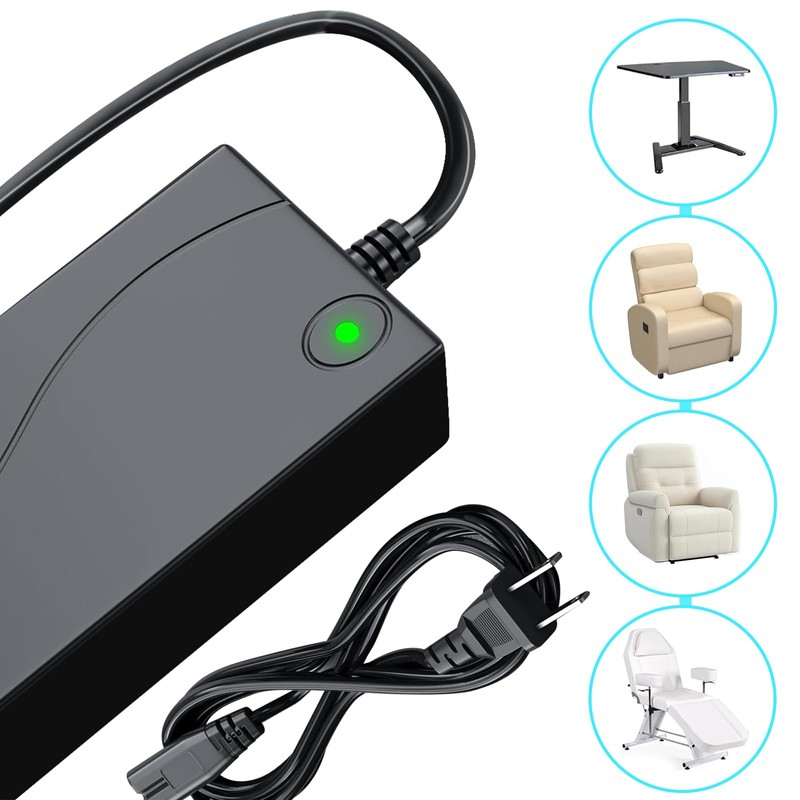 PinPure Power Recliner Power Supply, 2-Pin AC/DC Adapter (100-240V Input)