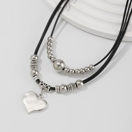 Cowgirl Necklace Western Necklaces for Women Cowboy Necklace Country Necklace Cowgirl Jewelry for Women Western Choker Necklaces Boho Necklace for Women Turquoise Bead Leather Necklace (1 - Heart)