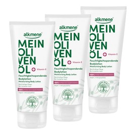 alkmene 3 x Body Lotion Dry Skin 200 ml - 100% Confirm Tension Reduction - Body Lotion Women & Men with Olive Oil - Moisturising Lotion Vegan