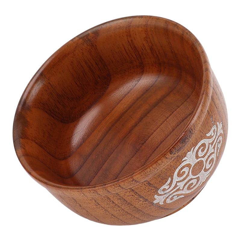 Wooden Rice Bowl Jujube Wood Anti Scald Exquisite Elegant Round