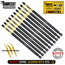 10 x SabreCut SCPZ2152_10 152mm PZ2 Magnetic Impact Screwdriver Driver Bits Set Pozi Pozidriv Heavy Duty Compatible with Dewalt Milwaukee Bosch Makita and more