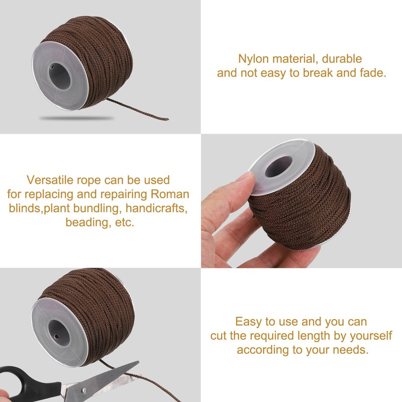 sourcing map 2 Roll Braided Lift Shade Cord, 1.8 mm