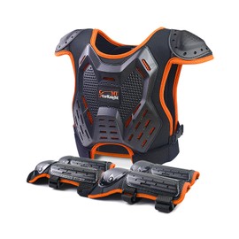 Kids Dirt Bike Gear - StarknightMT Youth Motorcycle Riding Protective Gear ATV Chest Protector Motocross Armor Suit for Boys Girls Mountain Biking Cycling, Orange