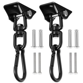 2 Pack Hammock Hanging Kit, Porch Swing Hanging Kit 1200 Lb Capacity, Hammock Ceiling Hooks Heavy Duty 360°Rotating Hanging Swing Chair Hardware for Hammock Chair Stand, Porch, Yoga, Gym