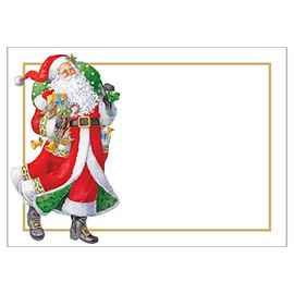 Caspari Woodland Santa Self-Adhesive Gift Labels - 12 Per Package