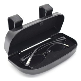 OEMASSIVE Car Visor Sunglass Case, Double Snap Car Sun Glasses Case Protective Sunglasses Holder with Hidden Magnetic Closure, Universal Auto Visor Accessories (Black)