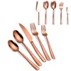 45-Piece Silverware Set with Serving Utensils Set, Rose Gold Hammered