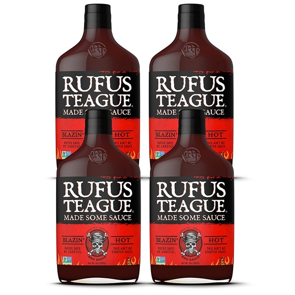 Rufus Teague - Blazin' Hot BBQ Sauce - Premium Barbecue Sauce - 16 oz. Bottle - 4 Pack