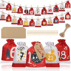 2024 Advent Calendar for Filling Fabric for Children Women Men 18 x 13 cm Large Christmas Calendar Advent Calendar Fill Yourself 24 Fabric Bags Advent Calendar Bags DIY Christmas Decoration
