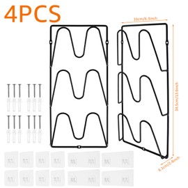 YMKWZ 4Pcs Pot Lid Holders Wall Mounted Pot Lid Shelf Heavy-Duty Pot Lid Stand 3-Layer Space Saving Pot Lid Rack Multipurpose Lid Storage Organizer for Pot Lids Pans Cutting Boards Kitchen Cabinet