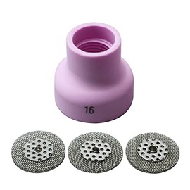 RIVERWELD TIG Screen 53NAbSP3 16# and Champagne Alumina Nozzle Ceramic Cup R type 53NACN 16# 5/8" 16.0mm for SR WP 9 20 17 18 26 TIG Welding Torches Pack of 4